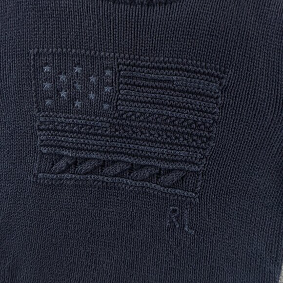 Polo Ralph Lauren Flag Sweater Navy Blue USA Stars Stripes Small Knit Pullover - Picture 2 of 16